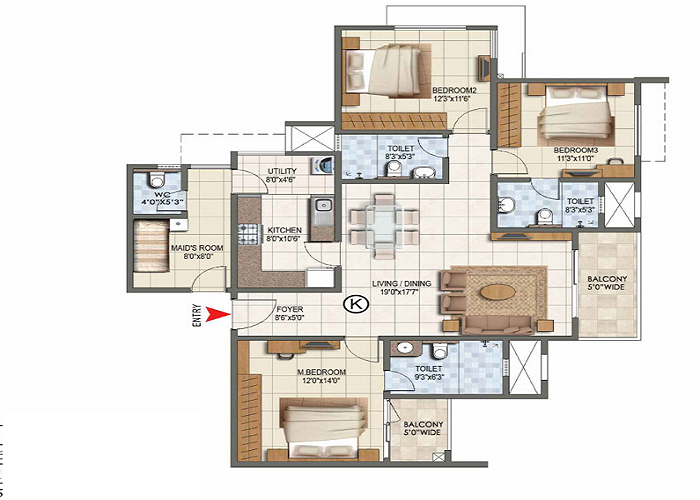 Featured Image of Sobha One Residences 4 BHK Floor Plan