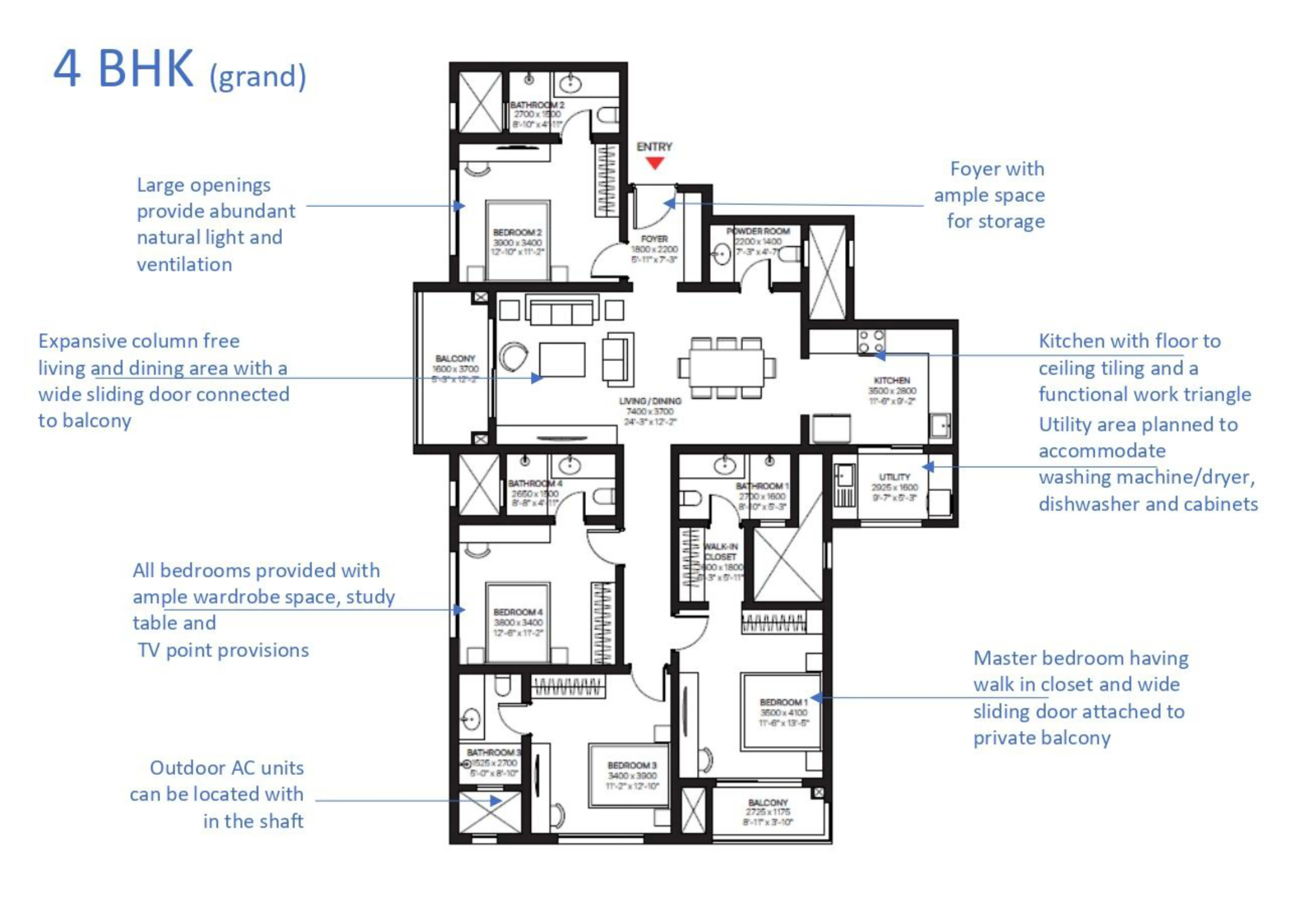 Featured Image of Sobha One Residences 4 BHK Grande Floor Plan - 2,415 sq.ft.