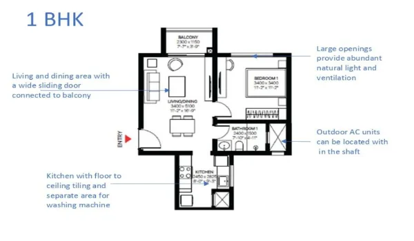 Featured Image of Sobha One Residences 1 Bhk Apartment Floor Plan 734 Sq Ft Layout Explained